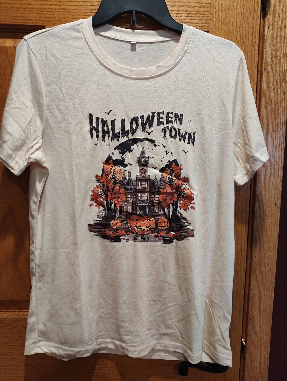 Halloween Town Graphic Tee - Women's Apricot Colored Shirt